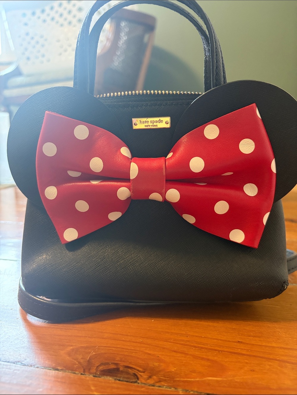 kate spade black & red polka dot bow purse